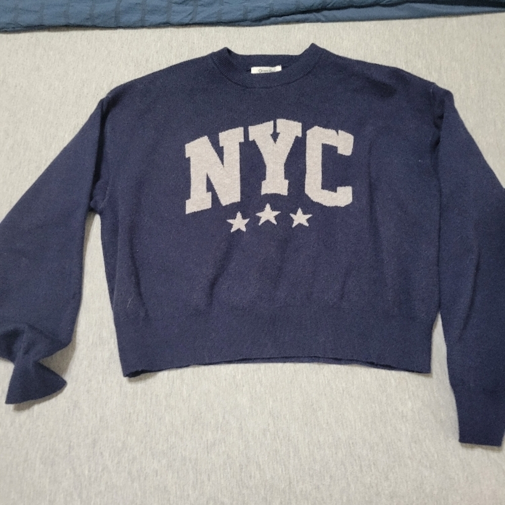 Navy Blue Sweater with NYC Print